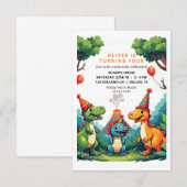 Invitation anniversaire dinosaure carte plate (Devant / Derrière)
