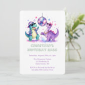 Invitation Anniversaire Dinosaure Disco Aquarelle (Debout devant)