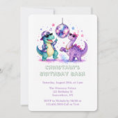 Invitation Anniversaire Dinosaure Disco Aquarelle (Devant)