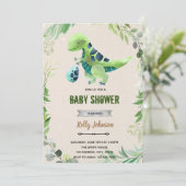 Invitation anniversaire dinosaure douche verdure (Debout devant)