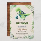 Invitation anniversaire dinosaure douche verdure (Devant / Derrière)