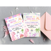 Invitation Anniversaire Dinosaure pour fille à deu