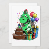 Invitation Anniversaire Dinosaure Pour Un T Rex De 9 Ans (Devant / Derrière)