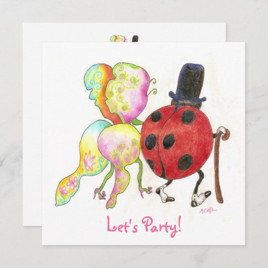 Invitation anniversaire d'insecte (Devant / Derrière)