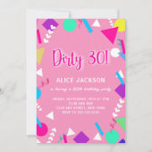 Invitation Anniversaire Dirty 30 Rose et Rétro (Devant)