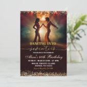 Invitation Anniversaire disco danse groovy or 70s (Debout devant)
