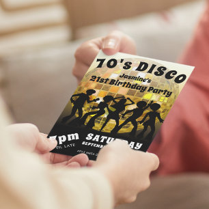 Invitation Anniversaire Disco des Années 70 Balle Pailletée