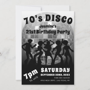 Invitation Anniversaire Disco des Années 70 Balle Pailletée