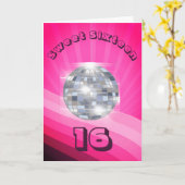 Invitation Anniversaire Disco Sweet sixteen rose (Fleur jaune)