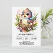 Invitation Anniversaire d'oiseaux en ligne moderne (Debout devant)