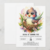 Invitation Anniversaire d'oiseaux en ligne moderne (Devant / Derrière)