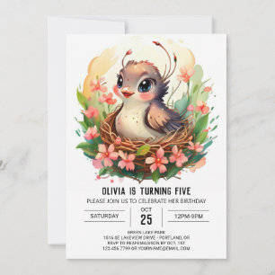 Invitation Anniversaire d'oiseaux modifiables enchantés