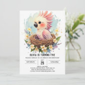 Invitation Anniversaire d'oiseaux modifiables moderne (Debout devant)