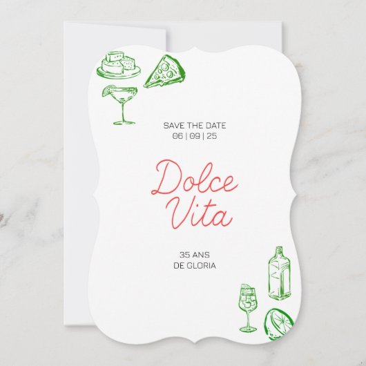 Invitation anniversaire Dolce Vita (Devant)