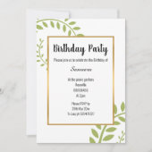 INVITATION ANNIVERSAIRE D'OR BLANC VERT MODERNE FERN VERT (Devant)