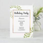 INVITATION ANNIVERSAIRE D'OR BLANC VERT MODERNE FERN VERT (Debout devant)