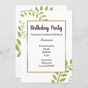 INVITATION ANNIVERSAIRE D'OR BLANC VERT MODERNE FERN VERT
