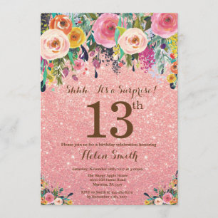 Invitation Anniversaire d'or de surprise florale rose de