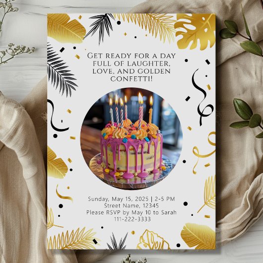 Invitation Anniversaire d'or pour fille