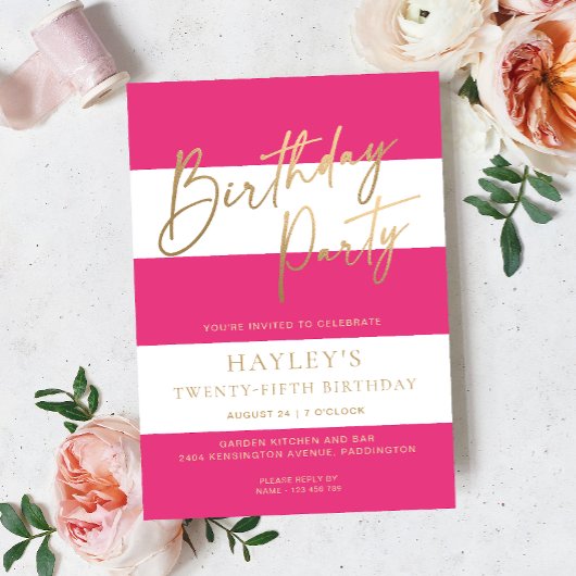 Invitation Anniversaire d'or rose chaud