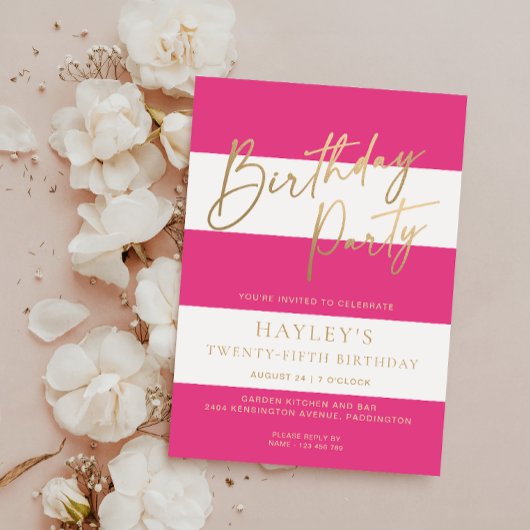 Invitation Anniversaire d'or rose chaud