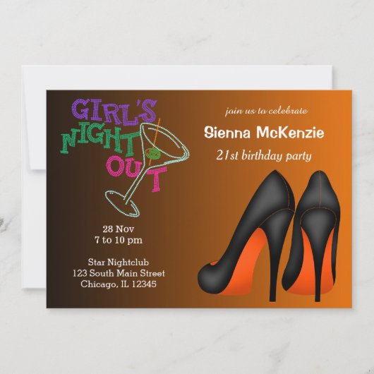 Invitation Anniversaire d'Orange Stilettos (Devant)