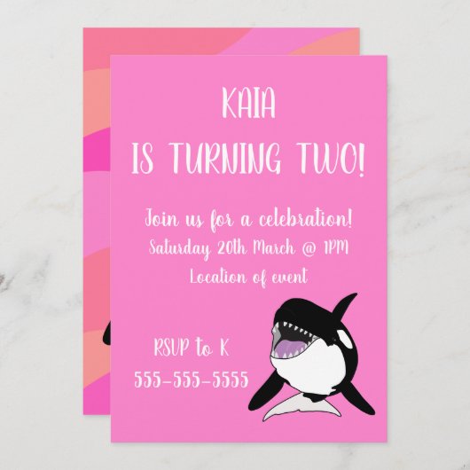 Invitation Anniversaire d'Orca (Devant / Derrière)