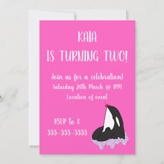 Invitation Anniversaire d'Orca (Devant)