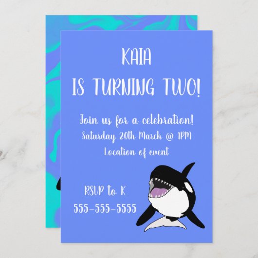Invitation Anniversaire d'Orca (Devant / Derrière)