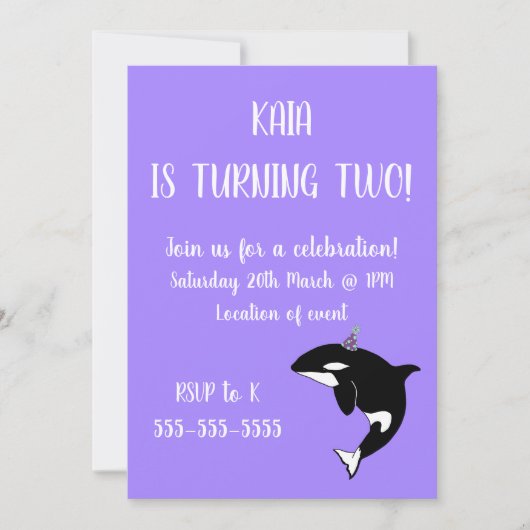 Invitation Anniversaire d'Orca (Devant)