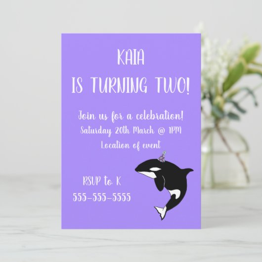 Invitation Anniversaire d'Orca (Debout devant)