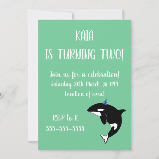 Invitation Anniversaire d'Orca (Devant)