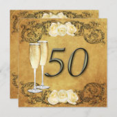 Invitation Anniversaire Doré Vintage (Devant / Derrière)