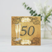 Invitation Anniversaire Doré Vintage (Debout devant)