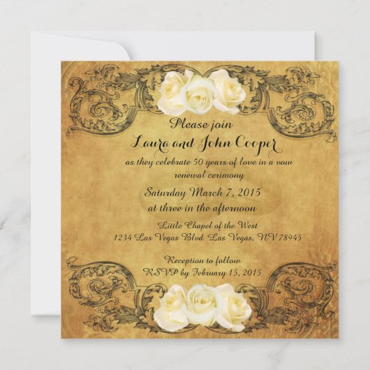 Invitation Anniversaire Doré Vintage (Dos)