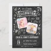 Invitation anniversaire double célébration Fun Doo (Devant)