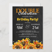 Invitation Anniversaire Double Célébration Rustique Tournesol (Devant)