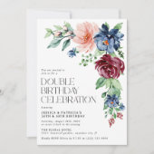 Invitation Anniversaire Double Fleur Aquarelle Élé (Devant)