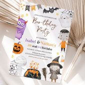 Invitation Anniversaire double Halloween Monstres