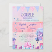 Invitation anniversaire double pour filles pastel (Devant)