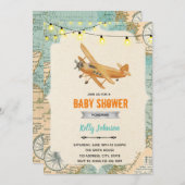 Invitation anniversaire douche avion de voyage (Devant / Derrière)