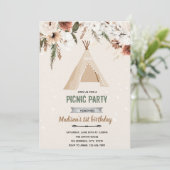 Invitation anniversaire douche bohème tipi (Debout devant)