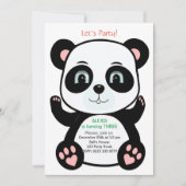 Invitation Anniversaire d'ourson panda mignon (Devant)