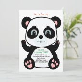 Invitation Anniversaire d'ourson panda mignon (Debout devant)