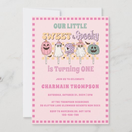 Invitation Anniversaire doux et Éffrayant (Devant)