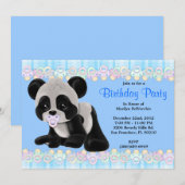 Invitation Anniversaire doux MIGNON d'ours panda de bébé de (Devant / Derrière)