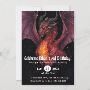 Invitation Anniversaire Dragon Aquarelle
