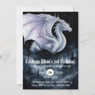 Invitation Anniversaire Dragon Aquarelle