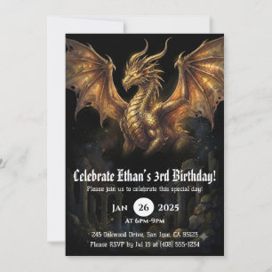 Invitation Anniversaire Dragon Aquarelle
