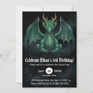 Invitation Anniversaire Dragon Aquarelle